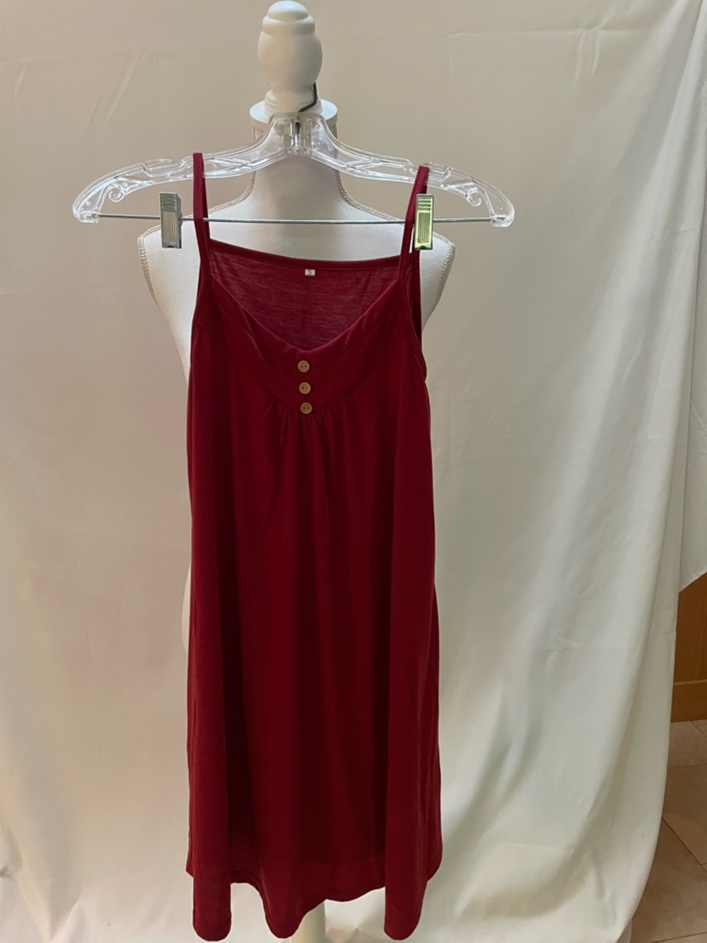 Red Sleeveless Button-Accent Sundress